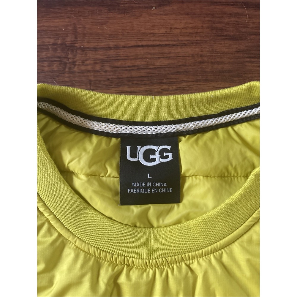 UGG Colten Puffer Crewneck Top Quilted Men's Yellow Sweatshirt Pullover Large - Picture 4 of 8